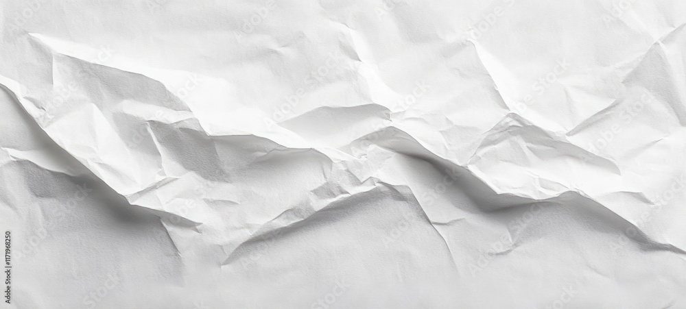Poster crumpled white paper texture with shadows and light for abstract background design