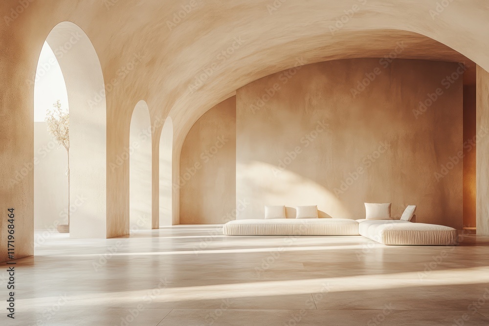 Poster minimalist abstract studio room with soft light and shadows for modern product display presentation
