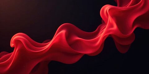 Abstract Crimson Fabric Swirling Gracefully Against a Dark Background, Evoking Sensuality and Movement