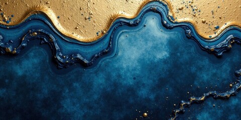 Abstract Blue and Gold Swirling Texture A Luxurious Background Image for Design Projects