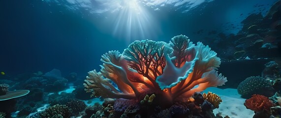 Obraz premium Coral reefs acted as a vibrant backdrop against natural phenomena creating allure