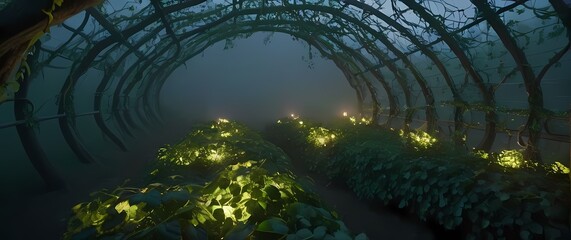 Creative use of vines climbing structures harmonizing with land
