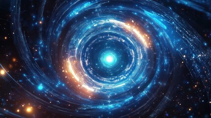 Blue Magic Circle Light Ring Futuristic Portal Digital Art
