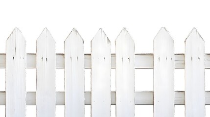 White Wooden Fence Section Isolated On White Background
