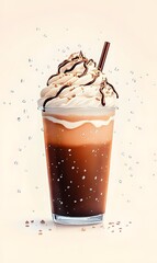 delicious cup of choco latte Image clean simple background,generation AI