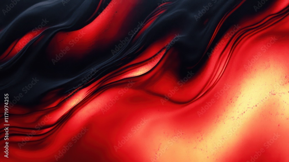 Poster abstract flowing gradient background in warm red and black tones with smooth liquid texture