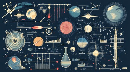 Colorful Scientific Illustrations of Outer Space and Planets