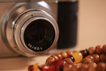 Vintage film camera, close-up