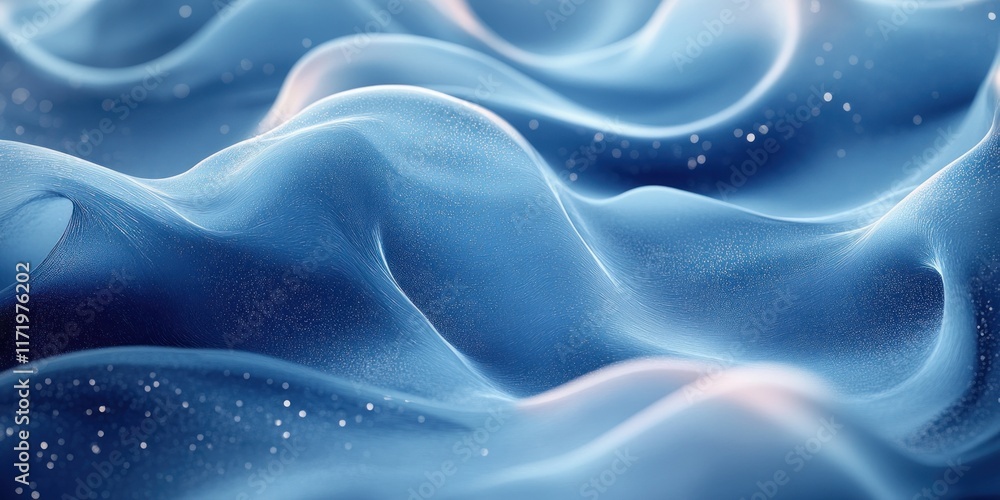 Poster flowing water abstract design iridescent waves minimalist background 3d render