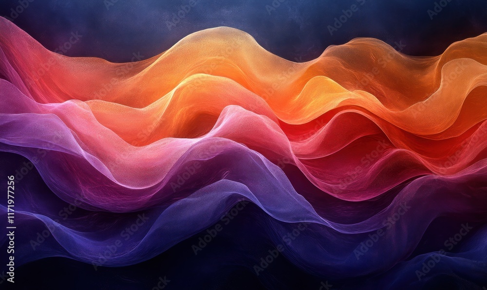 Poster colorful abstract waves dynamic flowing light depth modern design