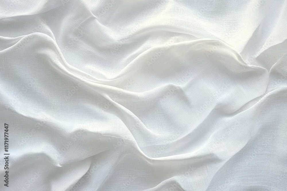 Poster crumpled white fabric texture background soft natural lighting minimalistic composition