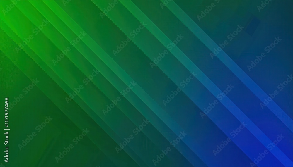 Poster vibrant green to blue gradient background with overlapping diagonal stripes. perfect for modern desi