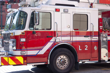 Fire truck ready to respond to emergency.