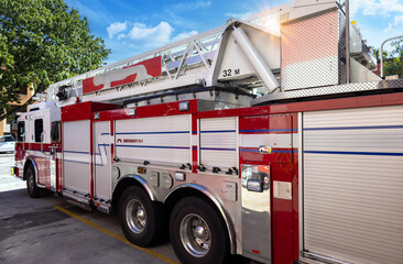 Fire truck ready to respond to emergency.