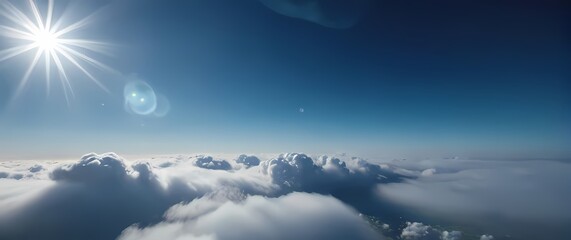 Happy clouds floating across a blue sky over a tranquil environment