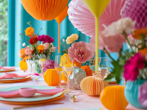 vibrant colors, abstract shapes, and whimsical elements to craft a surreal soiree
