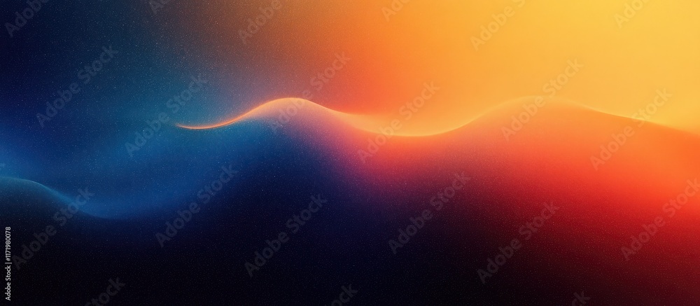 Poster deep blue to vibrant orange abstract gradient art with texture and color flow for posters and backgr