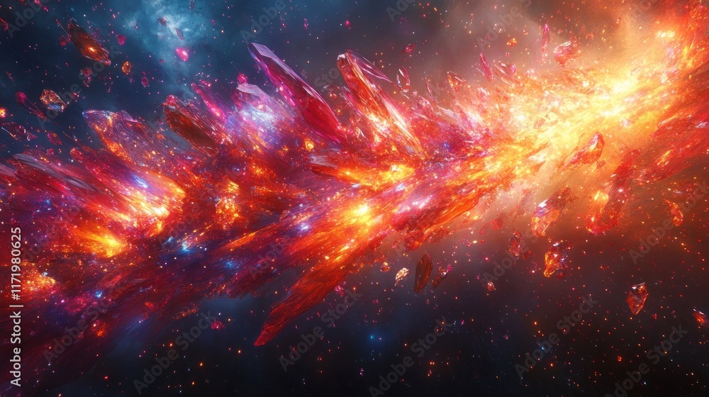 Poster cosmic explosion of light and color abstract background