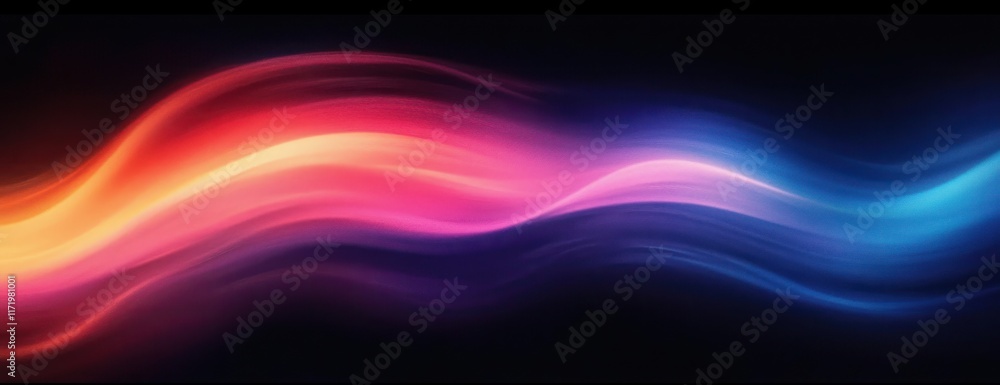 Poster vibrant dynamic flowing waves colorful abstract design on black background with smooth light trails