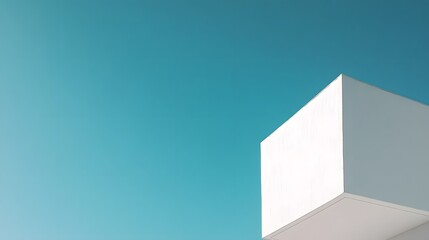 White Building Corner Against Teal Sky