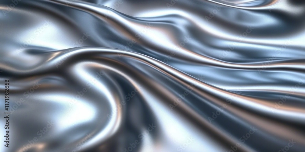 Poster shimmering silver fluid metal abstract background with intricate patterns and textures