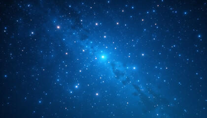 Starry sky background, blue night sky full of stars, glowing stars in the dark space, starry background, dark night, stars in the distance, starlight, dark background with a blue glow, night sky.