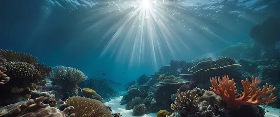 Obraz premium Lovely coral reefs shimmering under sunlight revealing natures artistry