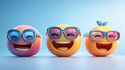 Colorful cartoon emoticons on a bright white background