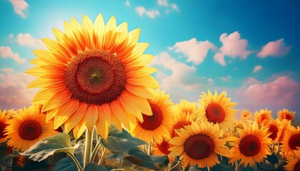 Fototapeta premium sunflower under a bright 