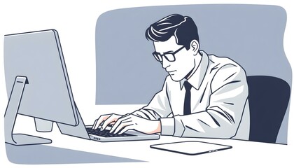 Professional Man Working on a Computer