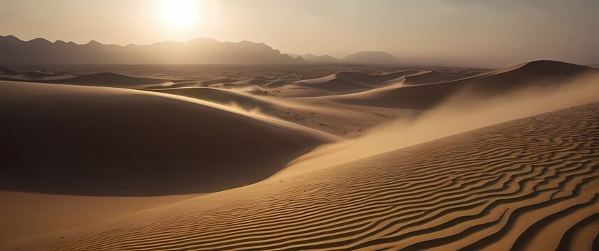Patterns created by windblown sand on a desert landscape