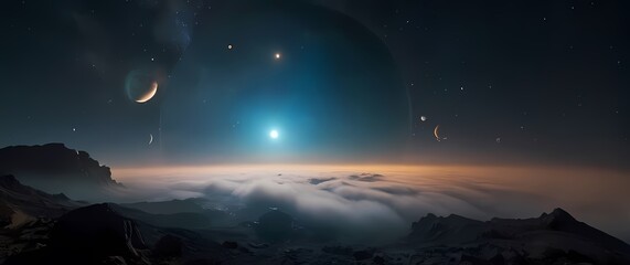 Planetary diversity expressed artistically evoking a sense of wonder and adventure