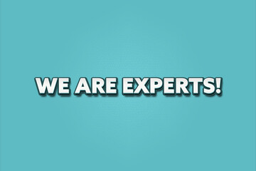 We are Experts. A Illustration with white text isolated on light green background.