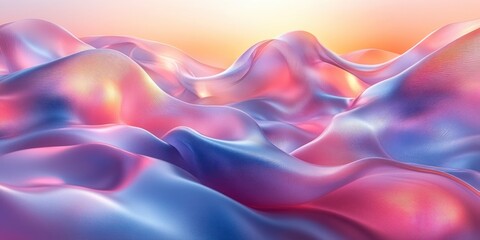 Obraz premium Futuristic Abstract 3D Render of Iridescent Ribbons with Soft Pastel Colors and Light Reflections