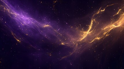 Cosmic Nebula Golden Purple Hues Celestial Dust