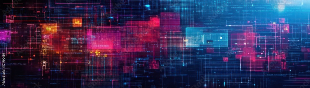 Poster A digital representation of layered security protocols, with each layer actively repelling unique vulnerabilities and threats