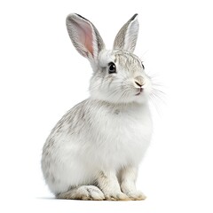 Fototapeta premium Cute bunny rabbit sitting, white background, pet, animal.