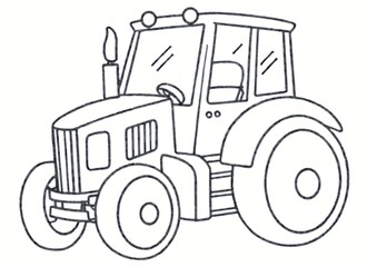 Fototapeta premium Coloring page with a classic tractor,