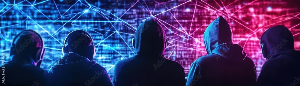Aufkleber A group of ethical hackers in a virtual environment, identifying and resolving vulnerabilities in a simulated system