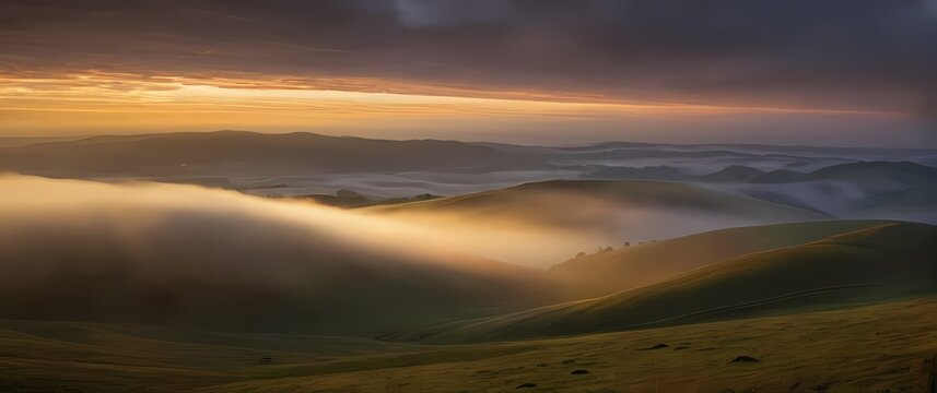 Serene views of rolling hills capturing the warmth of twilight rays