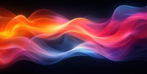 Obraz premium Colorful Abstract Curves on Black Background with High-Gloss Finish and Soft Ambient Light
