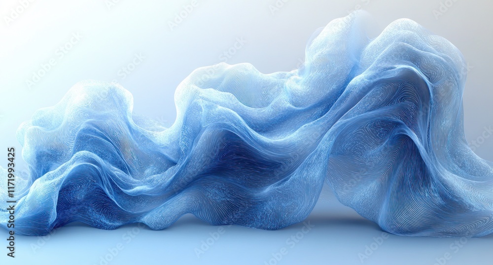 Poster soft blue abstract wave design minimalist art line patterns fluidity modern high key lighting