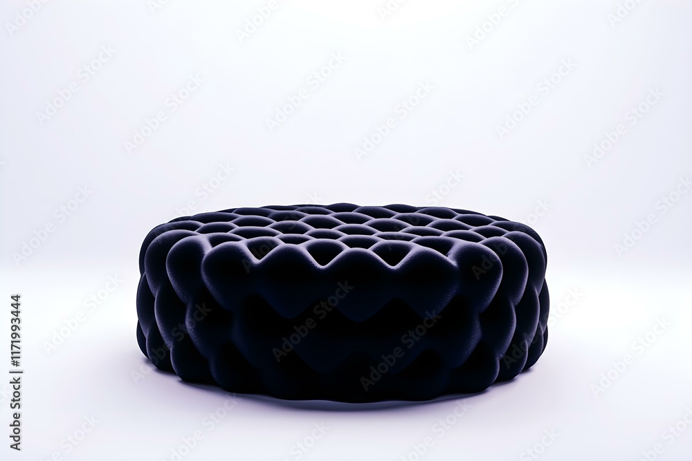 Poster abstract shape with honeycomb pattern in dark color on minimalist background