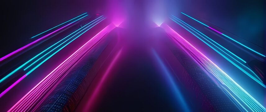 Technological backgrounds featuring linear patterns in vibrant neon colors