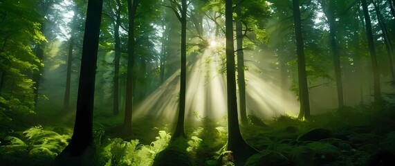 The beauty of sunlight shimmering across dappled green forests evokes joy