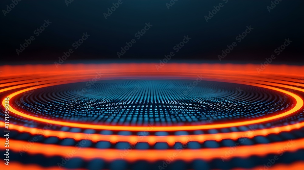 Poster abstract digital background with colorful circular patterns and glowing dots creating a futuristic v