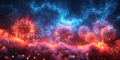 Fototapeta premium Diwali Festival Celebration with Fireworks and Glowing Lights