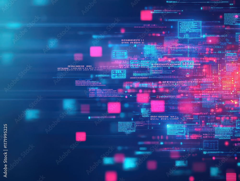 Poster Abstract depiction of keyword optimization, floating text clusters, glowing holographic design, techinspired