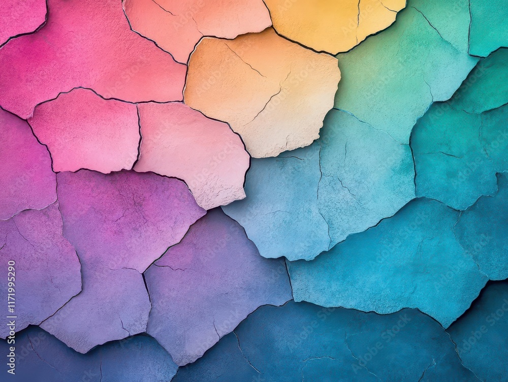 Poster Abstract earth textures in vibrant colors, close-up shot under soft diffused lighting to enhance patterns