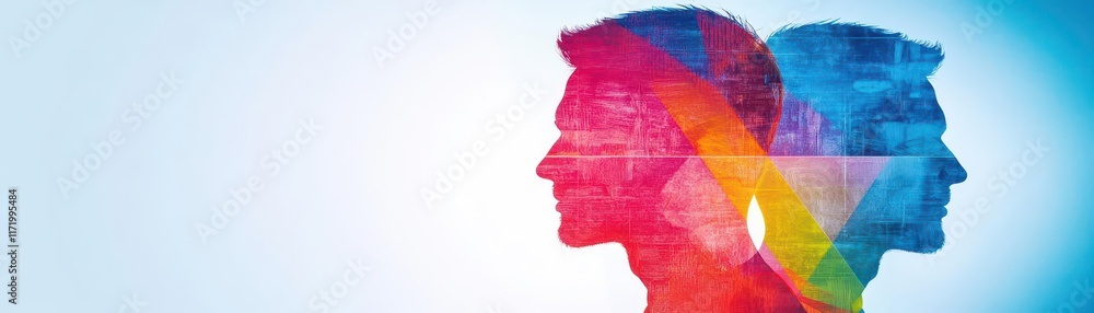 Aufkleber vibrant portrait of a man against a striking rainbow colored background capturing the essence of div